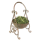 Ghiveci flori fier maro verde 26x27x49 cm