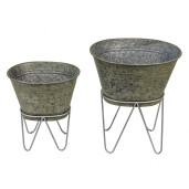 Set 2 suporturi ghiveci metal gri 46x38x56 cm