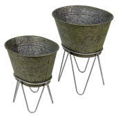 Set 2 suporturi ghiveci metal gri 46x38x56 cm