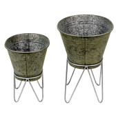 Set 2 suporturi ghiveci metal gri 46x38x56 cm