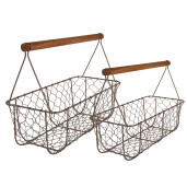 Set 2 cosuri fier maro 36x17x12/27 cm, 32x15x10/22 cm