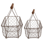 Set 2 cosuri fier maro 36x17x12/27 cm, 32x15x10/22 cm