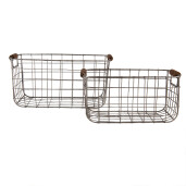 Set 2 cosuri fier maro 37x23x18 cm, 31x20x16 cm