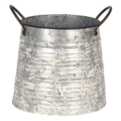 Set 3 ghivece flori metal gri alb 30x24x22/27 cm, 24x19x21/24 cm, 19x14x18/21 cm