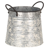 Set 3 ghivece flori metal gri alb 30x24x22/27 cm, 24x19x21/24 cm, 19x14x18/21 cm