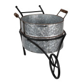 Suport ghiveci flori fier negru gri 54x31x31 cm