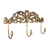 Cuier perete fier auriu 38x5x19 cm