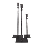 Set 3 sfesnice fier negru 16x10x52 cm, 16x10x49 cm, 10x9x35 cm
