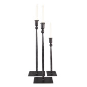 Set 3 sfesnice fier negru 16x10x52 cm, 16x10x49 cm, 10x9x35 cm