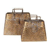 Set 2 ghivece flori metal auriu 27x13x21/24 cm, 21x11x16/19 cm