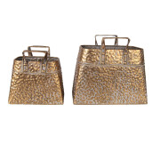 Set 2 ghivece flori metal auriu 27x13x21/24 cm, 21x11x16/19 cm