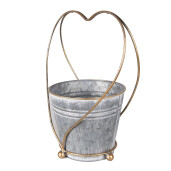 Ghiveci flori metal auriu gri 25x16x29 cm