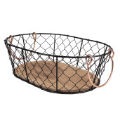 Cos fier negru lemn maro 33x23x10 cm