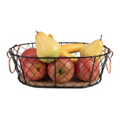 Cos fier negru lemn maro 33x23x10 cm