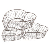 Set 3 cosuri metal maro 25x23x11 cm, 22x20x10 cm, 19x18x8 cm