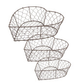 Set 3 cosuri metal maro 25x23x11 cm, 22x20x10 cm, 19x18x8 cm