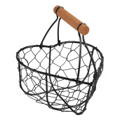 Cos fier negru lemn natur 17x17x19 cm
