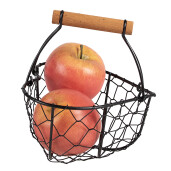 Cos fier negru lemn natur 17x17x19 cm