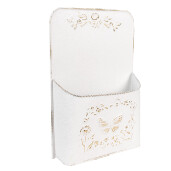 Ghiveci flori metal alb auriu 27x9x41 cm