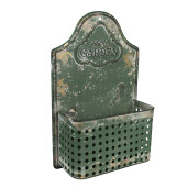 Suport ghivece flori metal verde antichizat 29x13x45 cm