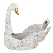 Ghiveci flori metal alb antichizat auriu Lebada 44x26x43 cm
