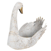 Ghiveci flori metal alb antichizat auriu Lebada 44x26x43 cm