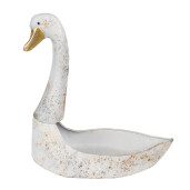 Suport ghiveci flori metal alb antichizat auriu Lebada 40x21x40 cm