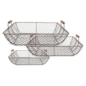 Set 3 cosuri metal lemn maro 40x34x15 cm, 36x30x14 cm, 32x26x13 cm