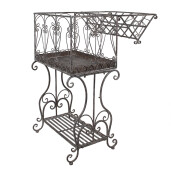 Suport ghivece flori fier maro 48x36x102 cm