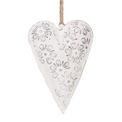 Decoratiune Inimioara fier alb 11x2x8 cm