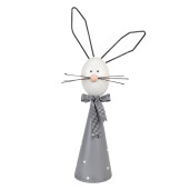 Figurina Iepuras metal gri alb 21x11x48 cm