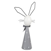 Figurina Iepuras metal gri alb 21x11x48 cm