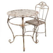 Scaun gradina fier alb maro antichizat 47x47x91 cm