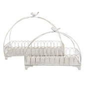 Set 2 cosuri fier alb vintage 39x20x30 cm, 30x15x22 cm