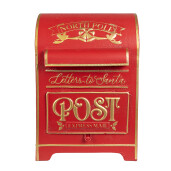 Cutie Postala Craciun metal rosu auriu 24x20x36 cm