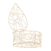 Set 2 cosuri fier alb Inimioare 10x10x6 cm, 8x8x5 cm