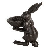 Hranitoare pasari fier maro Iepuras 16x13x17 cm