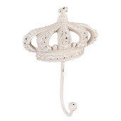 Cuier perete fier alb vintage Coroana 14x7x19 cm