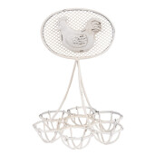 Suport oua metal alb vintage Ø 15x22 cm