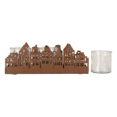 Candela Casute metal maro 30x9x11 cm