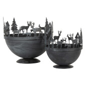 Set 2 boluri Craciun metal gri Ø 19x17 cm, Ø 13x14 cm