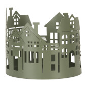 Set 3 Casute Craciun decorative metal verde Ø 15x13 cm, Ø 12x11 cm, Ø 10x9 cm