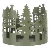 Set 3 Casute Craciun decorative metal verde Ø 15x13 cm, Ø 12x11 cm, Ø 10x9 cm