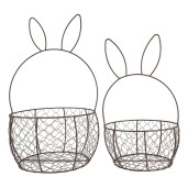 Set 2 cosuri metal maro Iepurasi Ø 33x55 cm, Ø 27x45 cm
