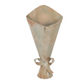 Vaza flori metal bej verde vintage 31x23x32 cm