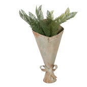 Vaza flori metal bej verde vintage 31x23x32 cm