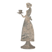 Suport lumanare metal gri vintage 15x10x37 cm