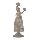 Suport lumanare metal gri vintage 10x8x26 cm