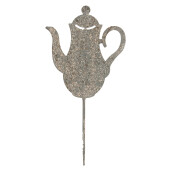Decoratiune gradina Ceainic metal gri vintage 20x1x40 cm