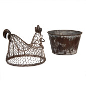 Cos Gaina metal maro gri vintage 39x39x25 cm